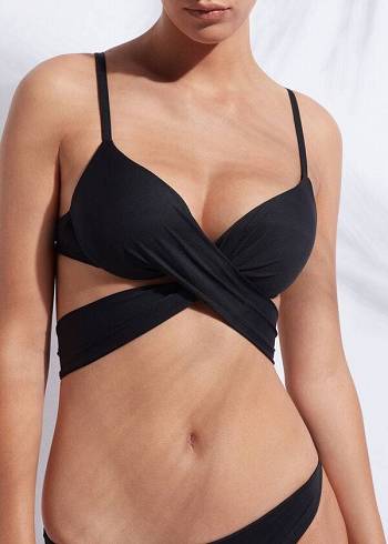 Női Calzedonia Graduated Push-Up Indonesia Bikini Felsők Fekete | HU1753FM