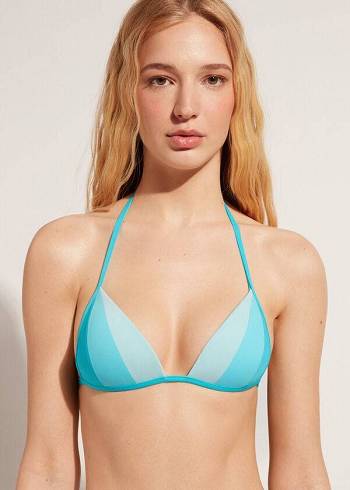 Női Calzedonia Graduated Párnázott Triangle Azzorre Bikini Felsők Türkiz | HU1731KI