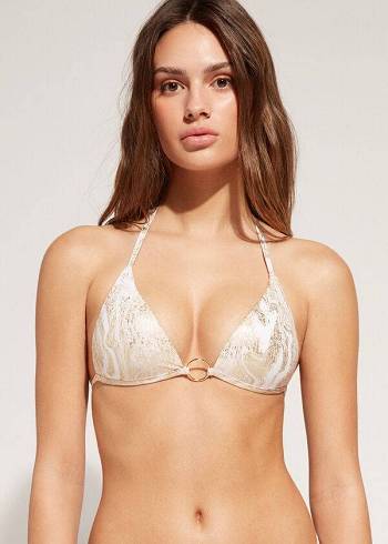 Női Calzedonia Graduated Párnázott Triangle Melbourne Bikini Felsők Arany | HU1745YU