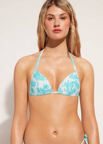 Női Calzedonia Graduated Párnázott Triangle Sorrento Bikini Felsők Kék | HU1750AP