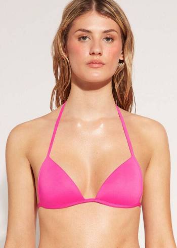 Női Calzedonia Graduated Soft Párnázott Triangle Indonesia Bikini Felsők Rózsaszín | HU1762VD