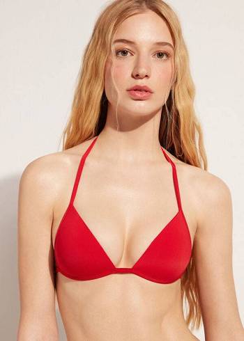 Női Calzedonia Graduated Soft Párnázott Triangle Indonesia Bikini Felsők Piros | HU1765MA