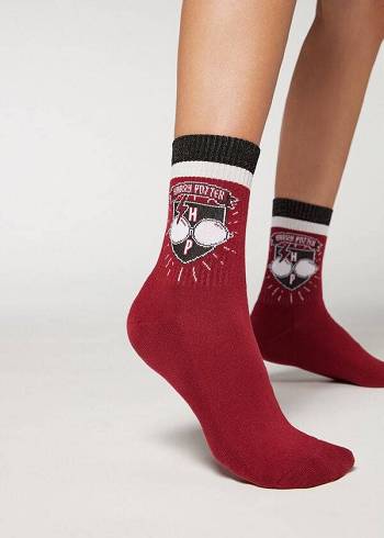 Női Calzedonia Harry Potter Rövid Sport Zokni Piros | HU2442FM
