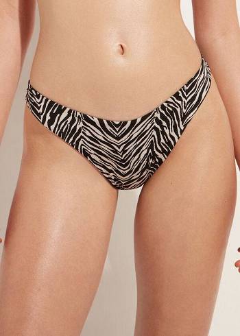 Női Calzedonia High-Cut Brazilian Nairobi Bikini Alsó Fekete | HU1449CE