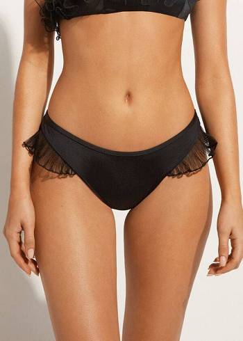 Női Calzedonia High Cut Brazilian Singapore Bikini Alsó Fekete | HU1393KI