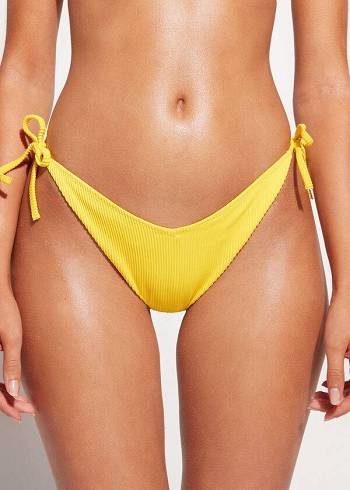 Női Calzedonia High Cut V-shaped Brazilian New York Bikini Alsó Sárga | HU1400NB