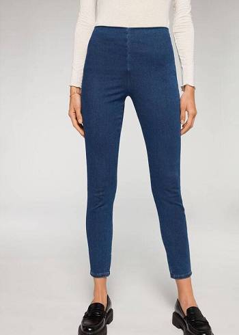 Női Calzedonia High Derekú Sovány Denim Leggings Kék | HU2658NB