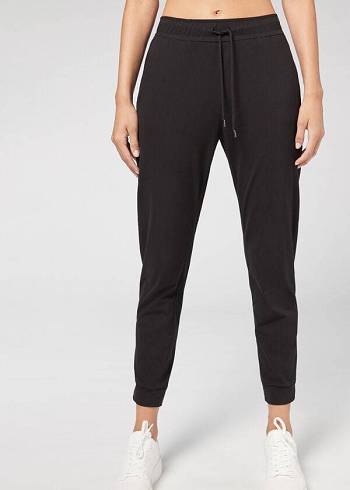 Női Calzedonia Jogger in Ultra Light Supima Pamut Nadrág Fekete | HU2734ZG