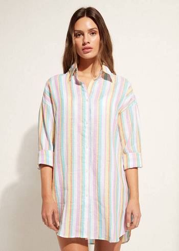 Női Calzedonia Linen Shirt Cover Ups Színes | HU2089SO