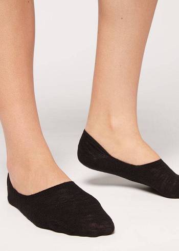 Női Calzedonia Linen and Viscose Invisible Zokni Fekete | HU2217PQ