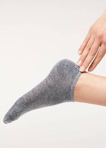 Női Calzedonia Linen and Viscose No-show Zokni Kék | HU2294OR