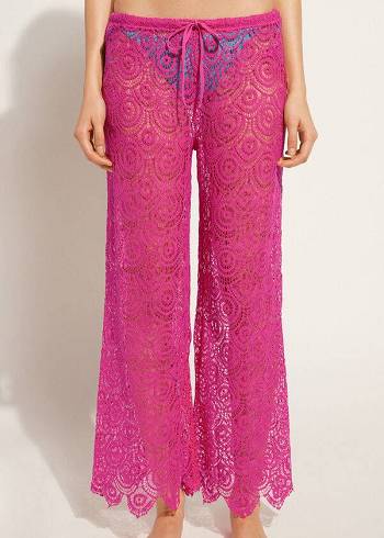 Női Calzedonia Long Crochet Pants Cover Ups Rózsaszín | HU2134TV