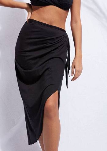 Női Calzedonia Long Crossover Pareo Cover Ups Fekete | HU2136UT