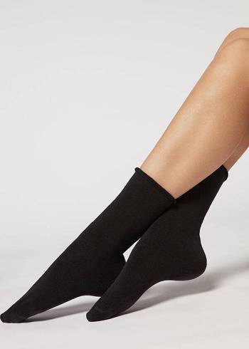 Női Calzedonia Long Thermal Pamut Zokni Fekete | HU2248GL