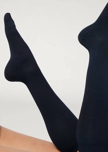 Női Calzedonia Long with Cashmere Zokni Kék | HU2249HK