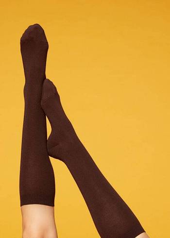 Női Calzedonia Long with Cashmere Zokni Barna | HU2251KI