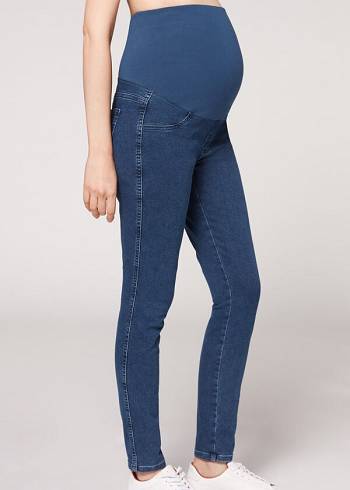 Női Calzedonia Maternity Jean Farmer Nadrág Kék | HU2605UT