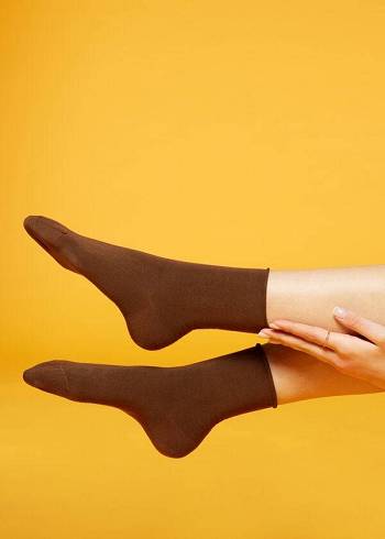Női Calzedonia Non-Elastic Pamut Ankle Rövid Zokni Kávé | HU2461XF