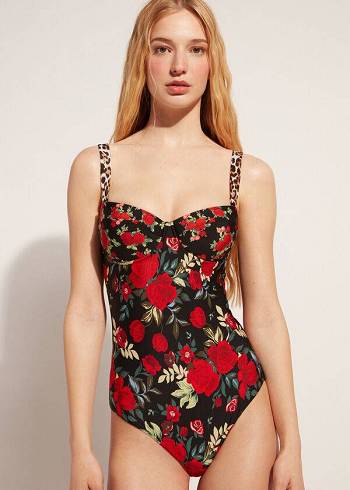 Női Calzedonia One Piece Reversible Lightly Párnázott Nizza Fürdőruha Rózsaszín | HU2170GL