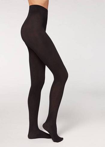Női Calzedonia Opaque 150 Denier in Eco Pamut Harisnyanadrág Fekete | HU1056LH
