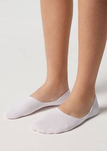 Női Calzedonia Pamut Invisible Zokni Fehér | HU2204VD