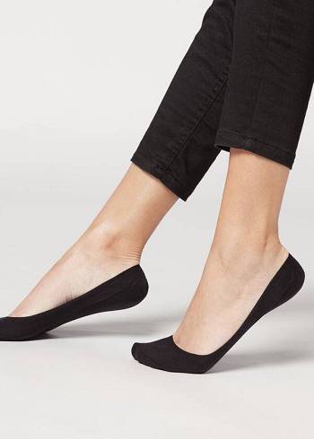Női Calzedonia Pamut Invisible with Szilikon Edge Zokni Fekete | HU2207MA