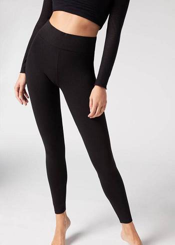 Női Calzedonia Pamut Leggings Fekete | HU2639MA