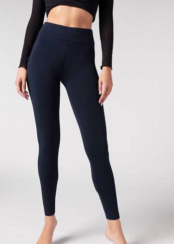 Női Calzedonia Pamut Leggings Kék | HU2638QZ