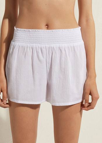 Női Calzedonia Pamut Shorts Cover Ups Fehér | HU2124XF