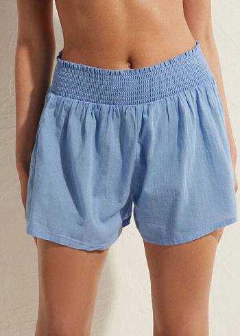 Női Calzedonia Pamut Shorts Cover Ups Kék | HU2118GL