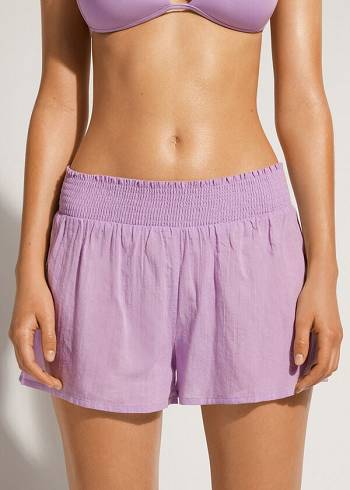Női Calzedonia Pamut Shorts Cover Ups Lila | HU2120JJ