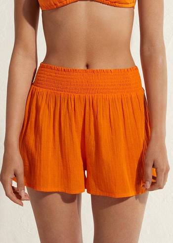 Női Calzedonia Pamut Shorts Cover Ups Narancssárga | HU2121KI