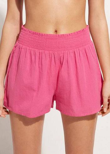 Női Calzedonia Pamut Shorts Cover Ups Rózsaszín | HU2123ZG