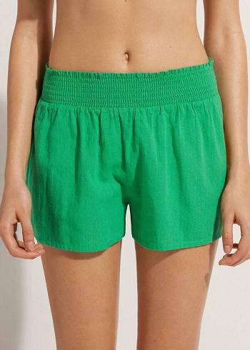 Női Calzedonia Pamut Shorts Cover Ups Zöld | HU2126VD