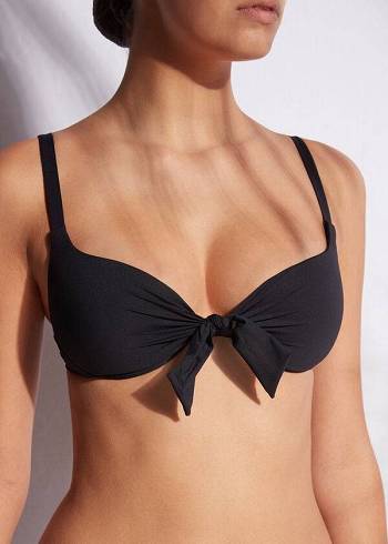 Női Calzedonia Patrizia Indonesia Push-Up Bikini Felsők Fekete | HU1938JJ