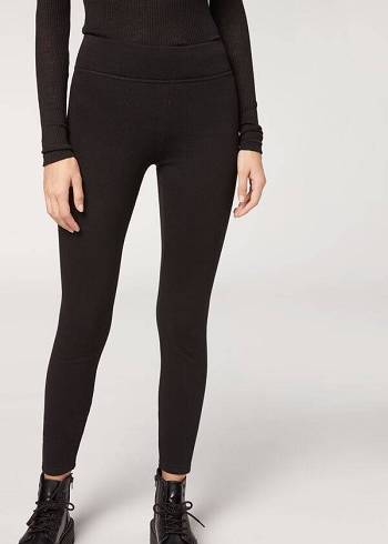 Női Calzedonia Plush Ultra Thermal Leggings Fekete | HU2672AP