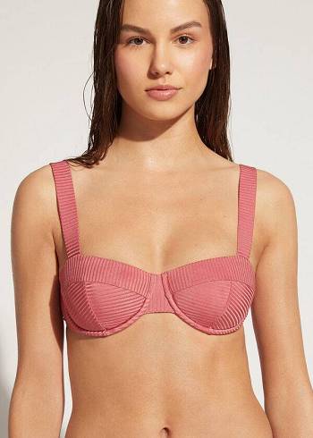 Női Calzedonia Push-Up Bandeau Biarritz Bikini Felsők Barna | HU1953YU