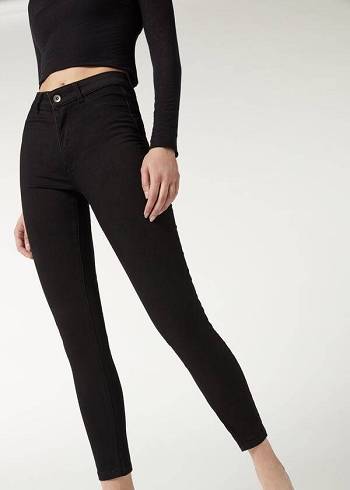Női Calzedonia Push-up and soft touch Farmer Nadrág Fekete | HU2608RW