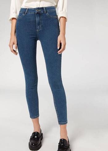 Női Calzedonia Push-up and soft touch Farmer Nadrág Kék | HU2610WY