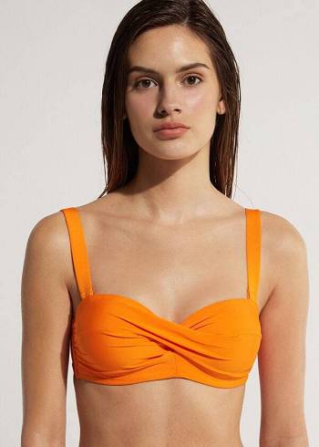 Női Calzedonia Párnázott Bandeau Indonesia Bikini Felsők Narancssárga | HU1788VD