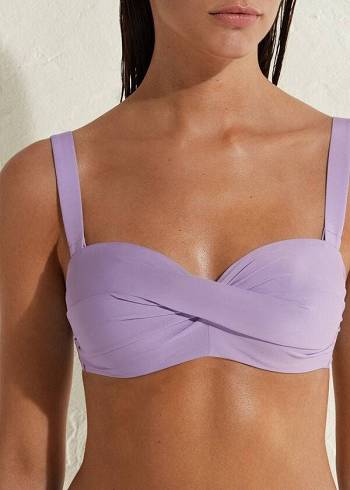 Női Calzedonia Párnázott Bandeau Indonesia Bikini Felsők Lila | HU1790NB