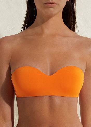 Női Calzedonia Párnázott Bandeau Indonesia Eco Bikini Felsők Narancssárga | HU1792QZ