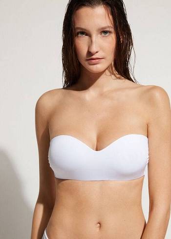 Női Calzedonia Párnázott Bandeau Indonesia Eco cobey Bikini Felsők Fehér | HU1797YU