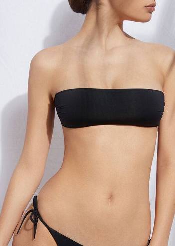 Női Calzedonia Párnázott Bandeau Indonesia Eco rosa Bikini Felsők Fekete | HU1803SO