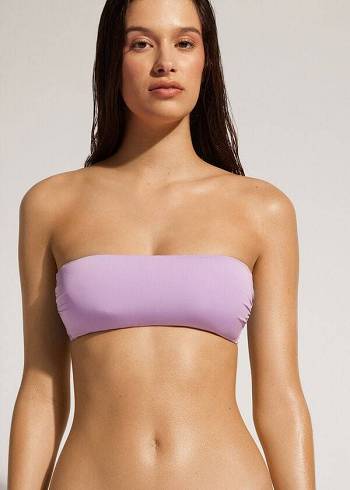 Női Calzedonia Párnázott Bandeau Indonesia Eco Strapless Bikini Felsők Lila | HU1808JJ