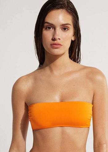 Női Calzedonia Párnázott Bandeau Indonesia Eco Strapless Bikini Felsők Narancssárga | HU1809KI
