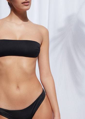 Női Calzedonia Párnázott Bandeau Indonesia Strapless Bikini Felsők Fekete | HU1810LH