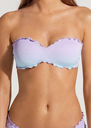 Női Calzedonia Párnázott Bandeau Madrid Bikini Felsők Lila | HU1813CE