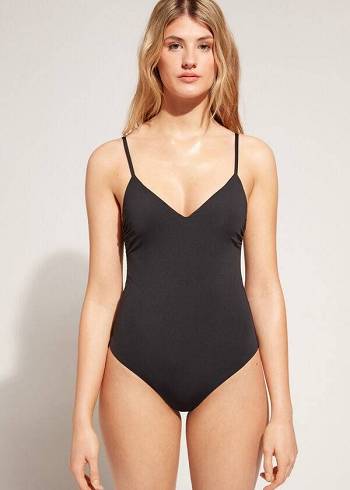 Női Calzedonia Párnázott One-Piece Indonesia Fürdőruha Fekete | HU2178VD