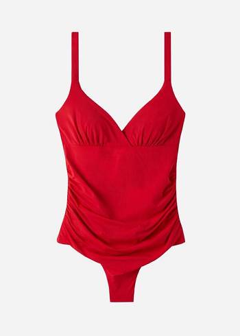 Női Calzedonia Párnázott One-Piece Shaping-Effect Indonesia Fürdőruha Piros | HU2191PQ